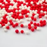 White and Red mix, sugar pearls 7mm, 1kg - Lumea