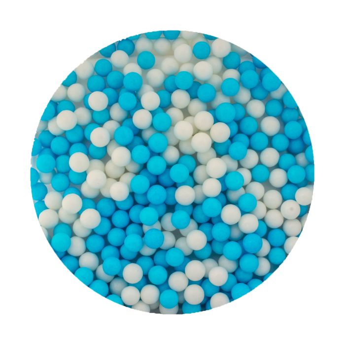 White and Sky blue, sugar pearls 7mm, 80g - Lumea - Image 2