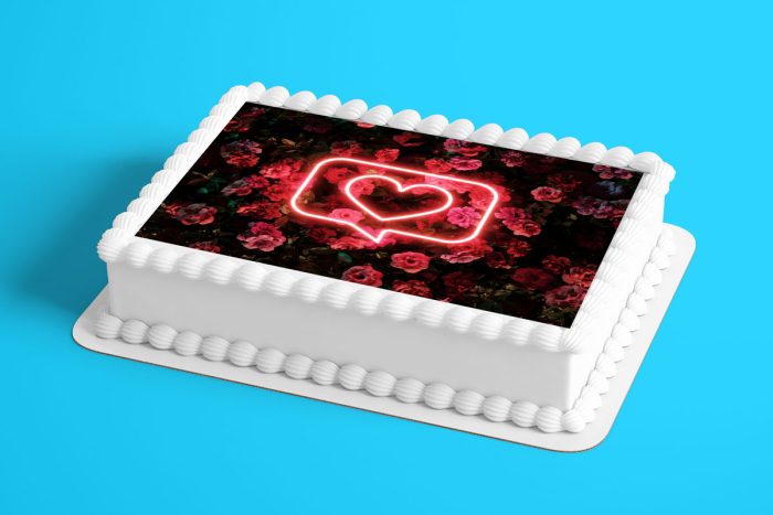 Neon Heart With Flowers Wafer Sheet - Lumea - Image 2