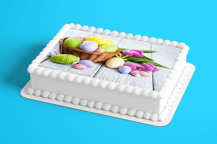 Bunny with Easter Eggs and Flowers Wafer Sheet - Lumea - Image 2