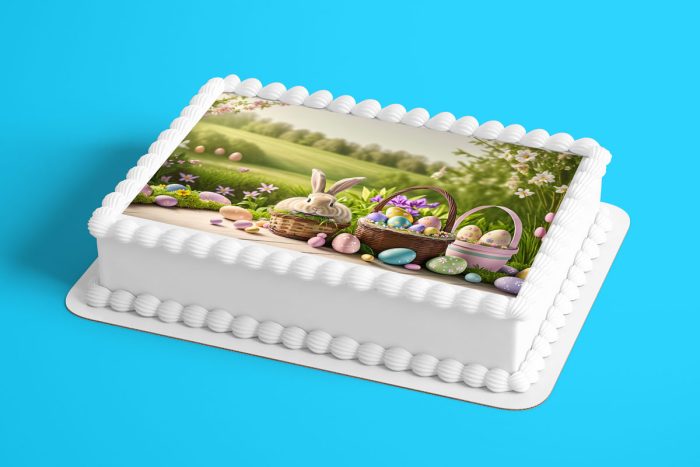 Bunny Sitting in Easter Basket Wafer Sheet - Lumea - Image 2