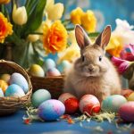 Bunny with Easter Eggs and Flowers model 2 Wafer Sheet - Lumea