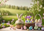 Bunny Sitting in Easter Basket Wafer Sheet - Lumea