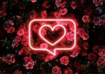 Neon Heart With Flowers Wafer Sheet - Lumea
