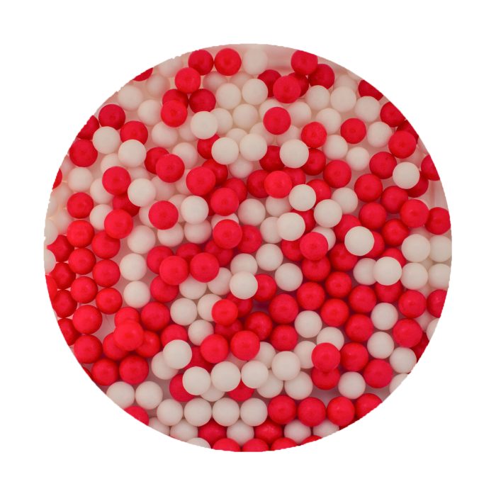 White and Red mix, sugar pearls 7mm, 80g - Lumea - Image 2