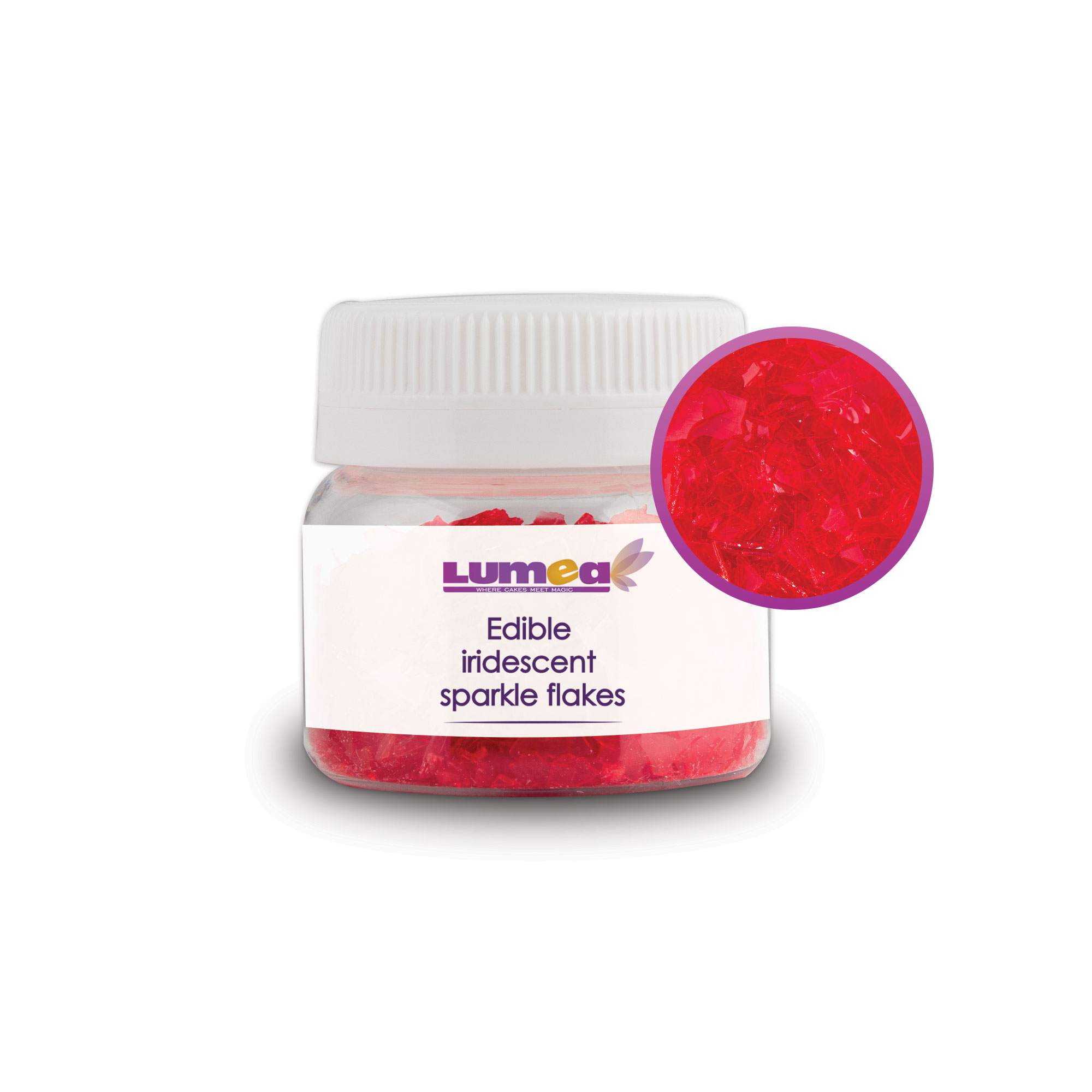 Red1 Edible Iridescent Red flakes for sequin cake, 15g - Lumea - Image 1