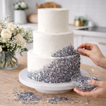 Edible Iridescent Silver flakes for sequin cake, 15g - Lumea - Image 2